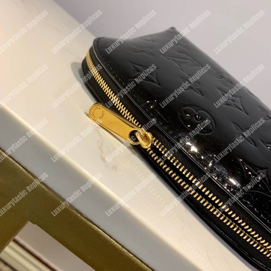 LV Cosmetic Pouch Vernis Leather Monogram Canvas Noir