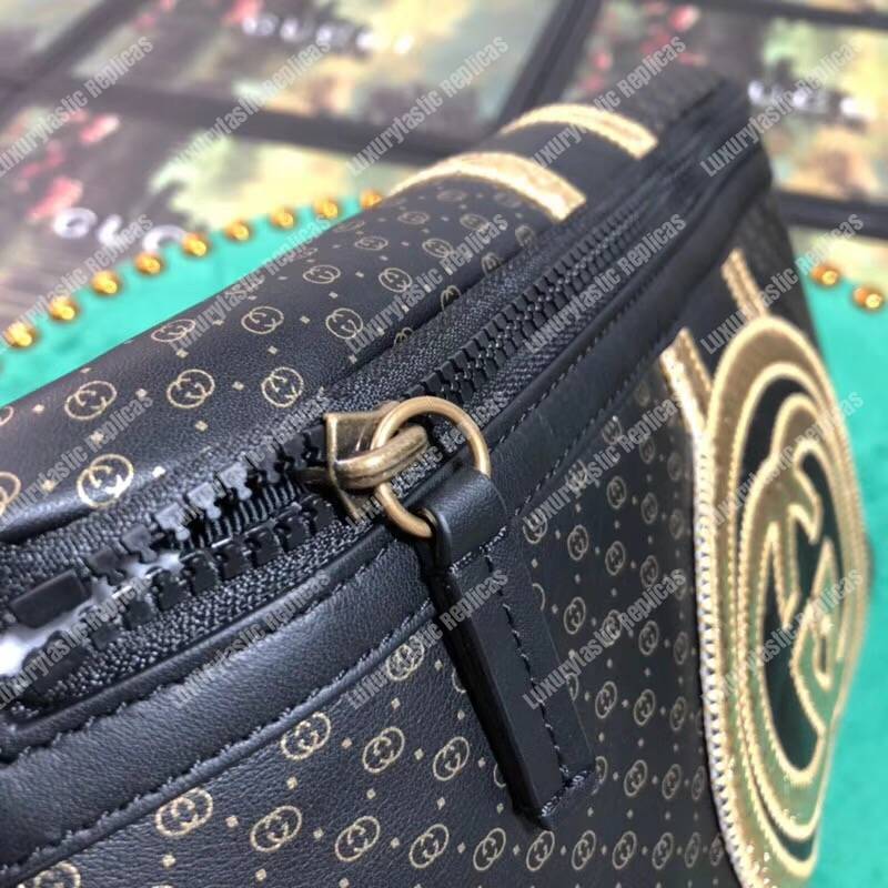 G*u*i G*u*i-dapper dan belt bag black with gold pattern
