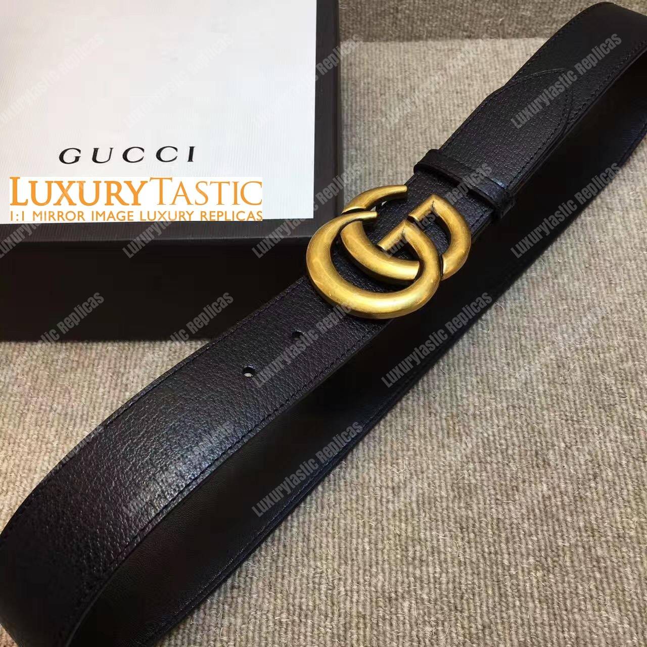 G*u*i leather belt with double g buckle