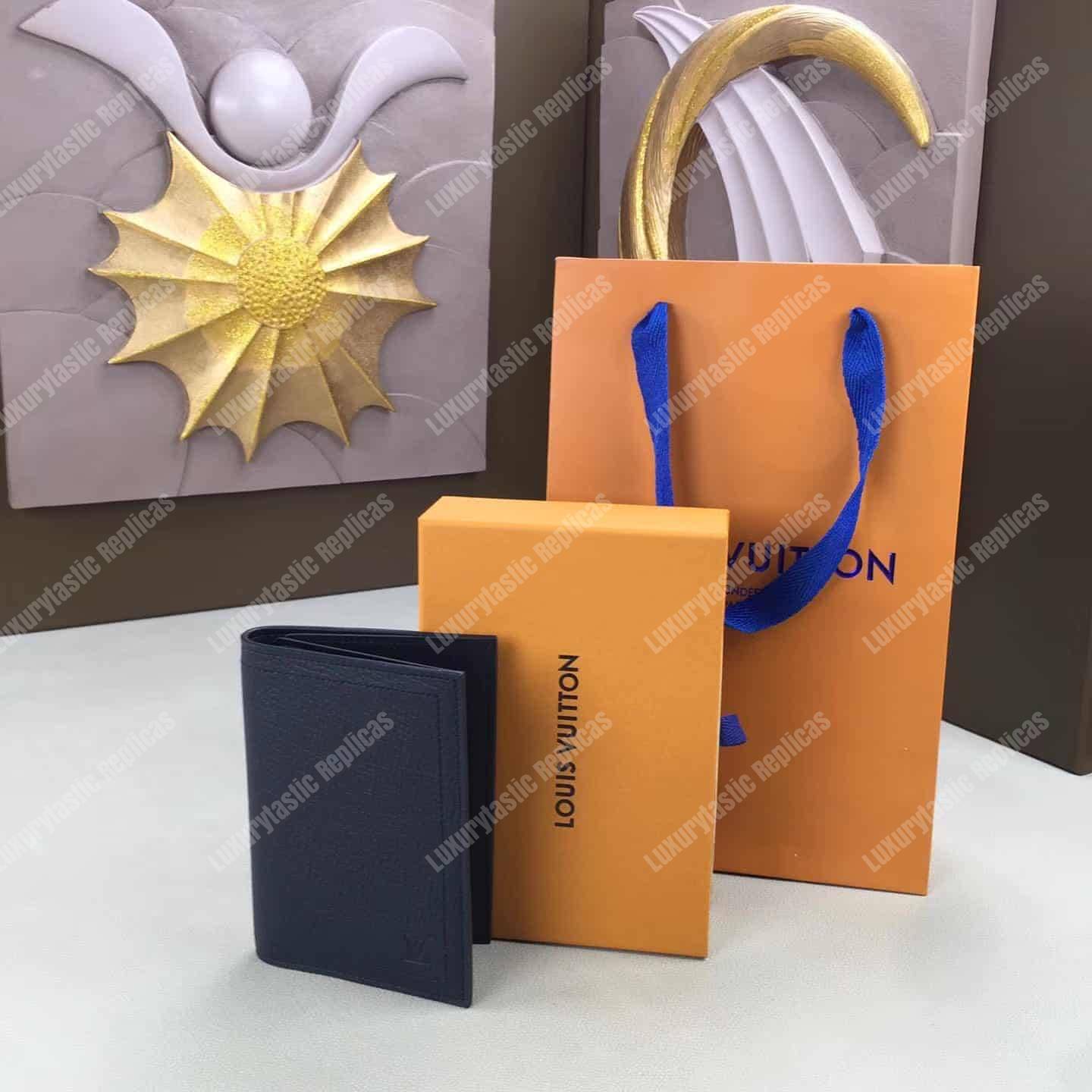 LV Passport Cover Utah Leather Blue Marine