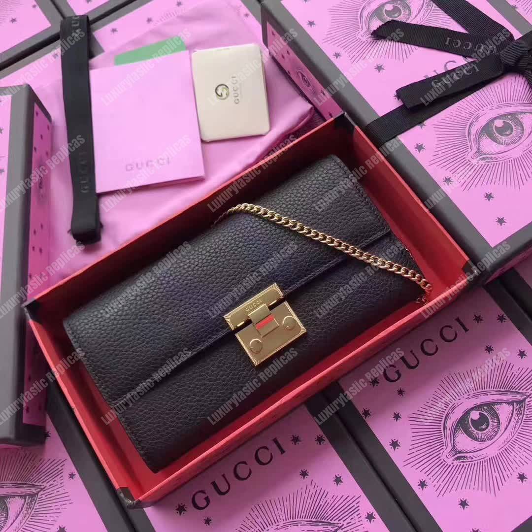 G*u*i padlock continental wallet black