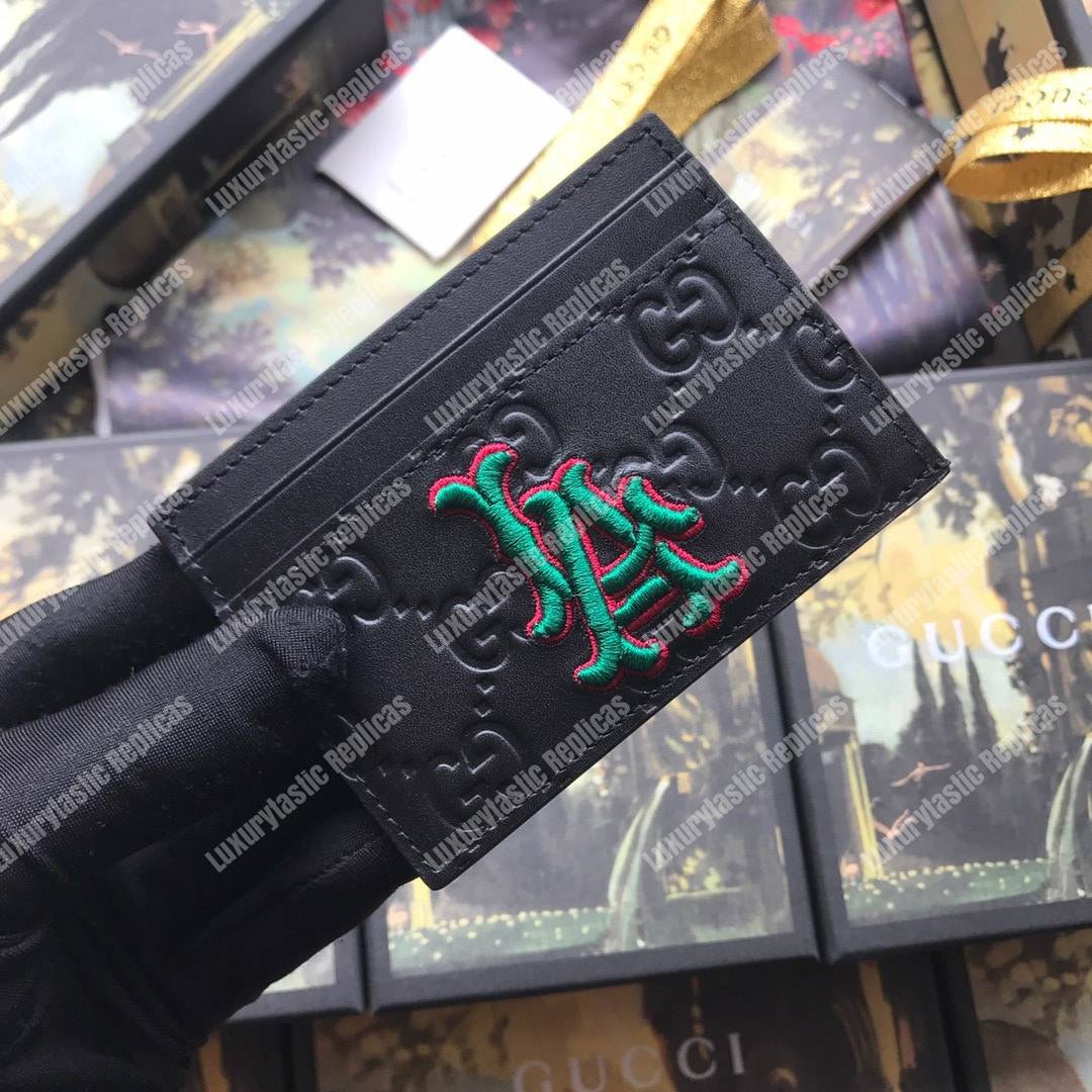 G*u*i card case with la angels patch black