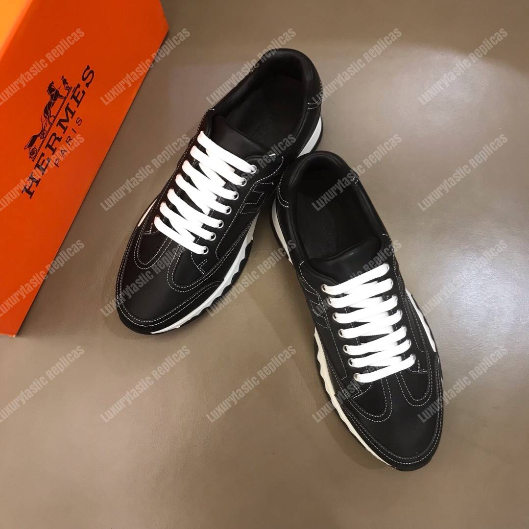 H**mes trail sneaker black/white lining