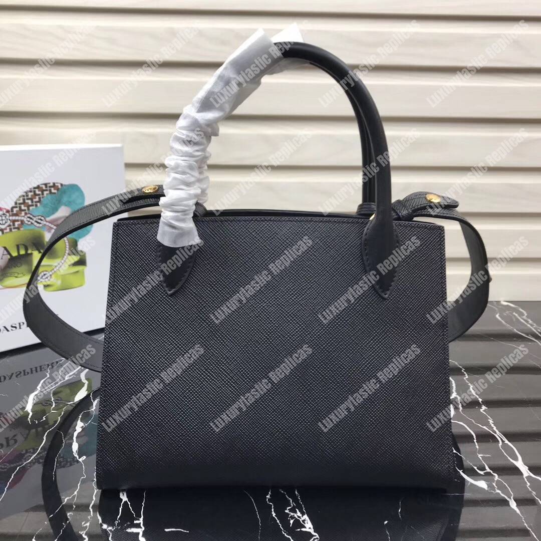 pra*a monoCh*0me saffiano leather bag black
