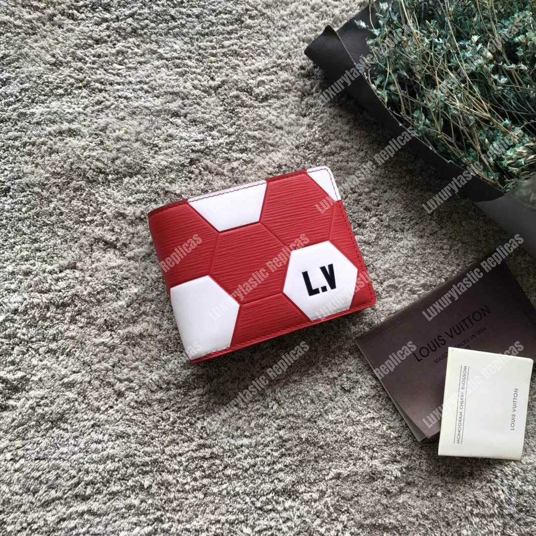 LV Slender Wallet Epi Leather Hexagon Red