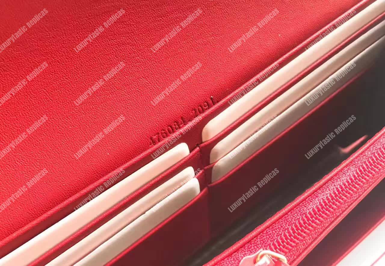 G*u*i sylvie leather continental wallet hibiscus red