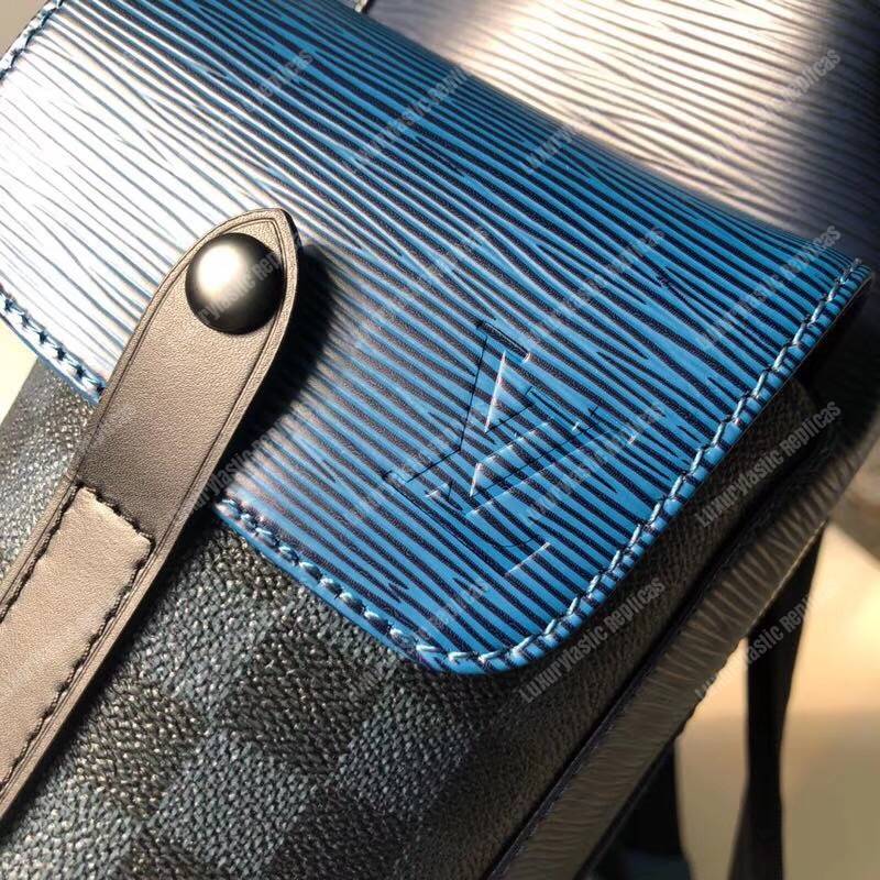 LV Christopher PM Epi Leather Damier Graphite Patchwork Blue