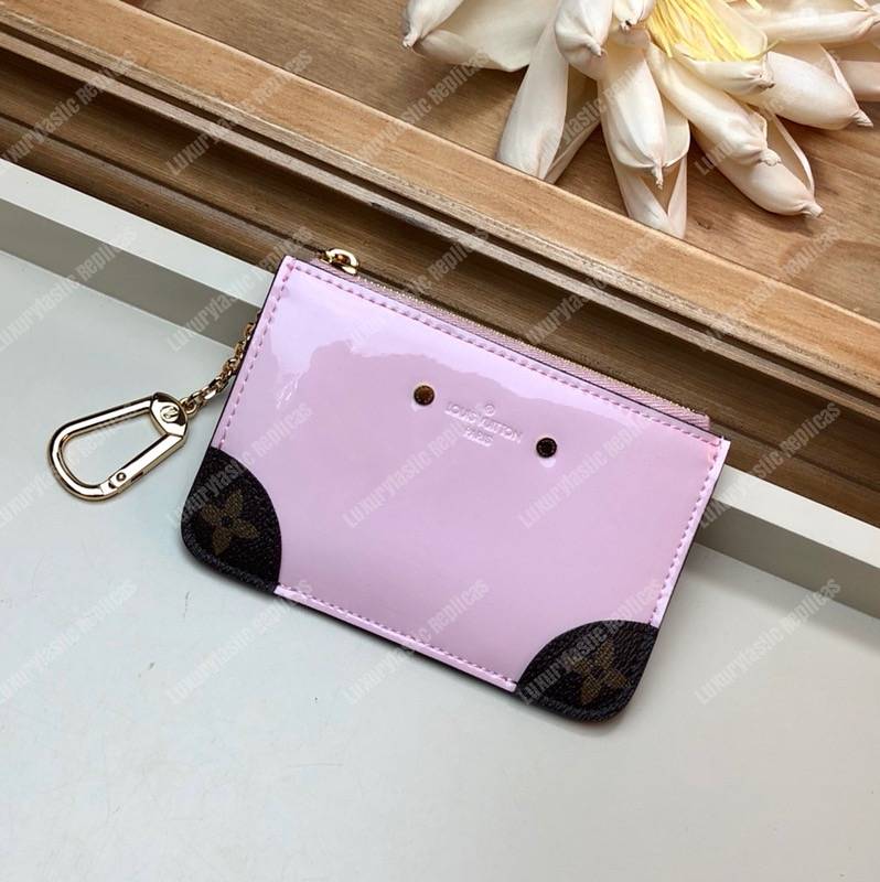 LV Venice Key Pouch Vernis Miroir Monogram Rose Ballerine Pink