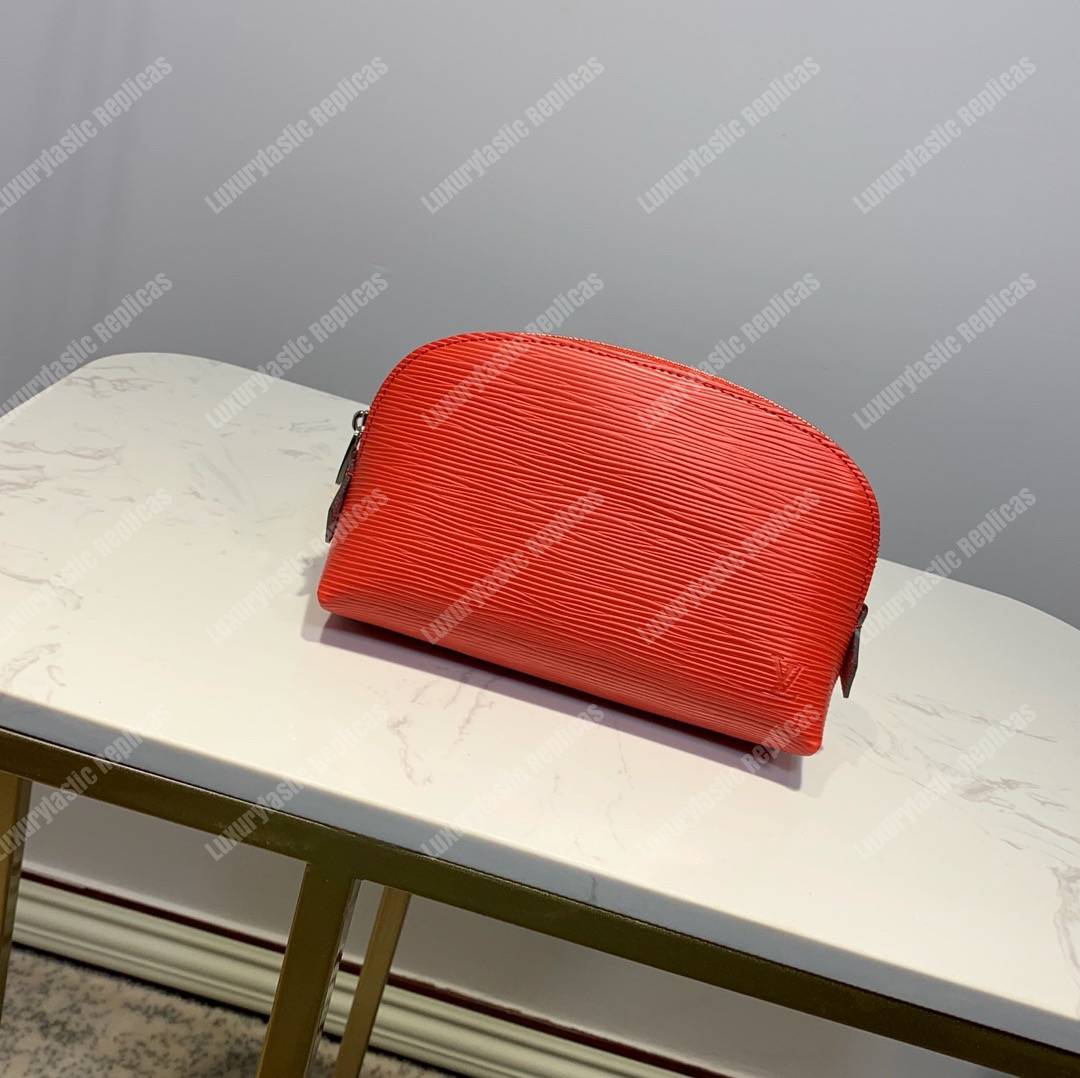 LV Cosmetic Pouch PM Epi Leather Coquelicot