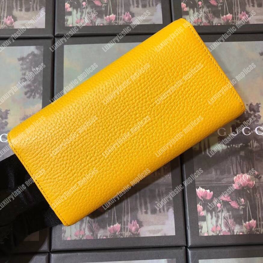 G*u*i garden leather continental wallet yellow with bat
