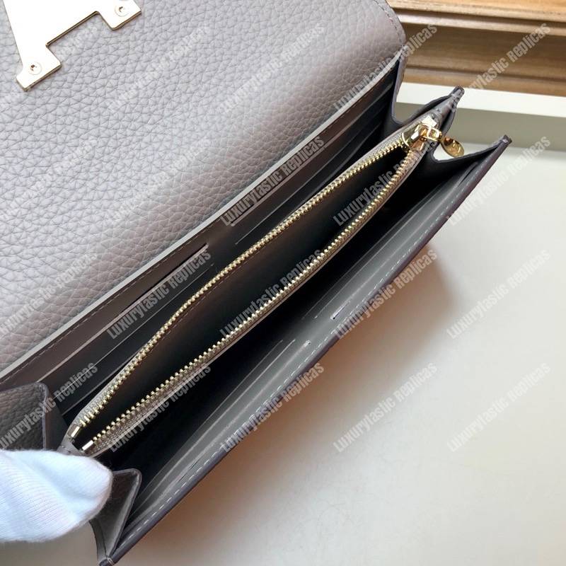 LV Capucines Wallet Taurillon Galet
