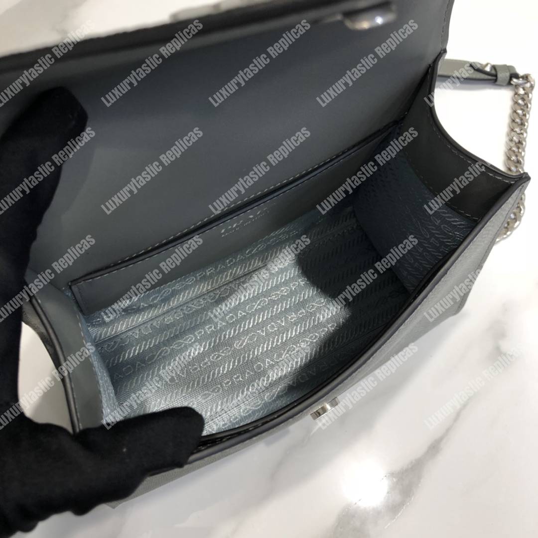 pra*a monoCh*0me saffiano leather bag dark grey