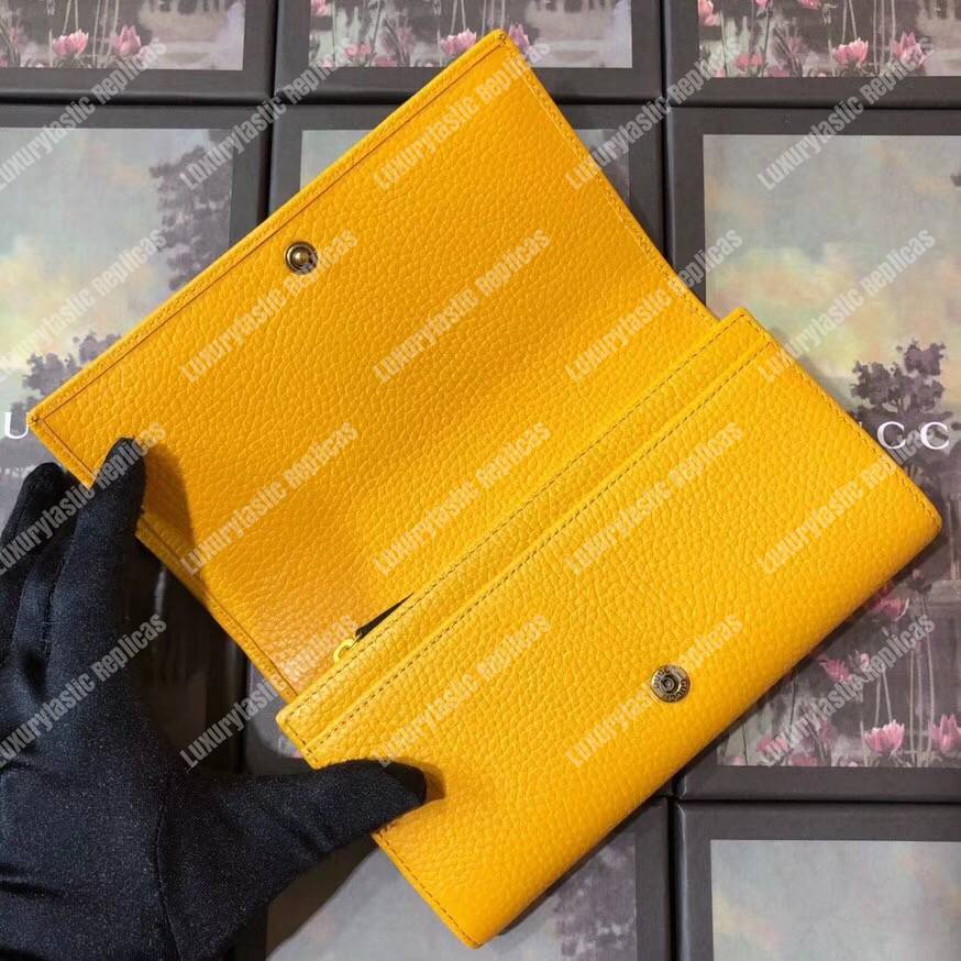 G*u*i garden leather continental wallet yellow with butterfly