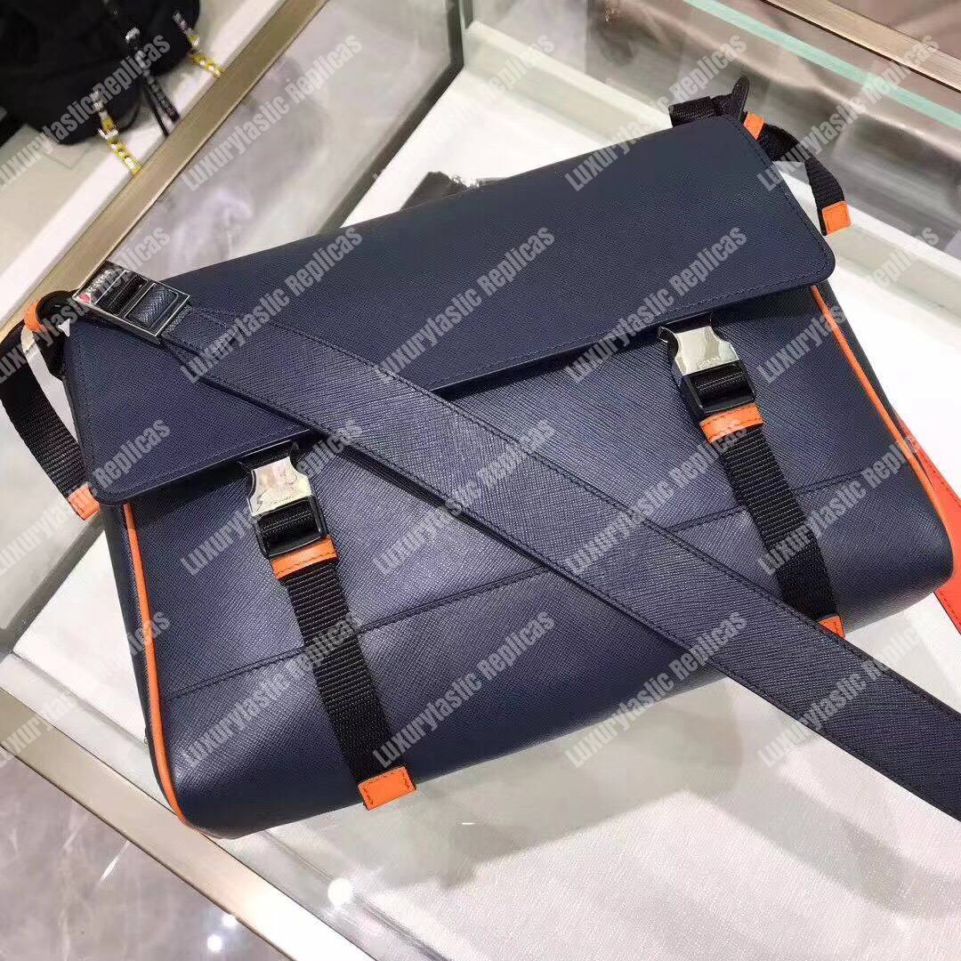 Pra*a saffiano leather shoulder bag orange