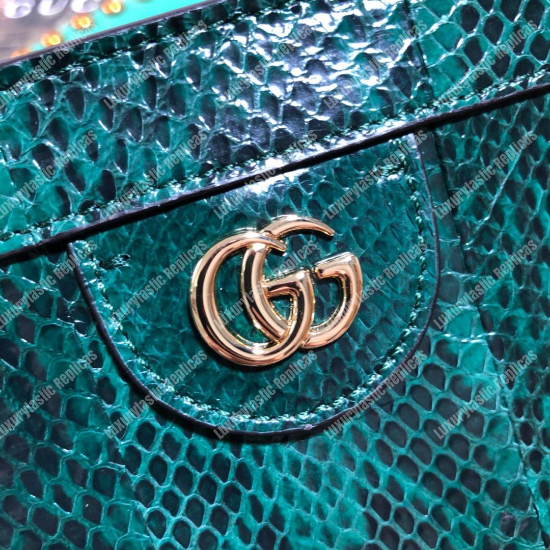 G*u*i ophidia small snakeskin shoulder bag emerald