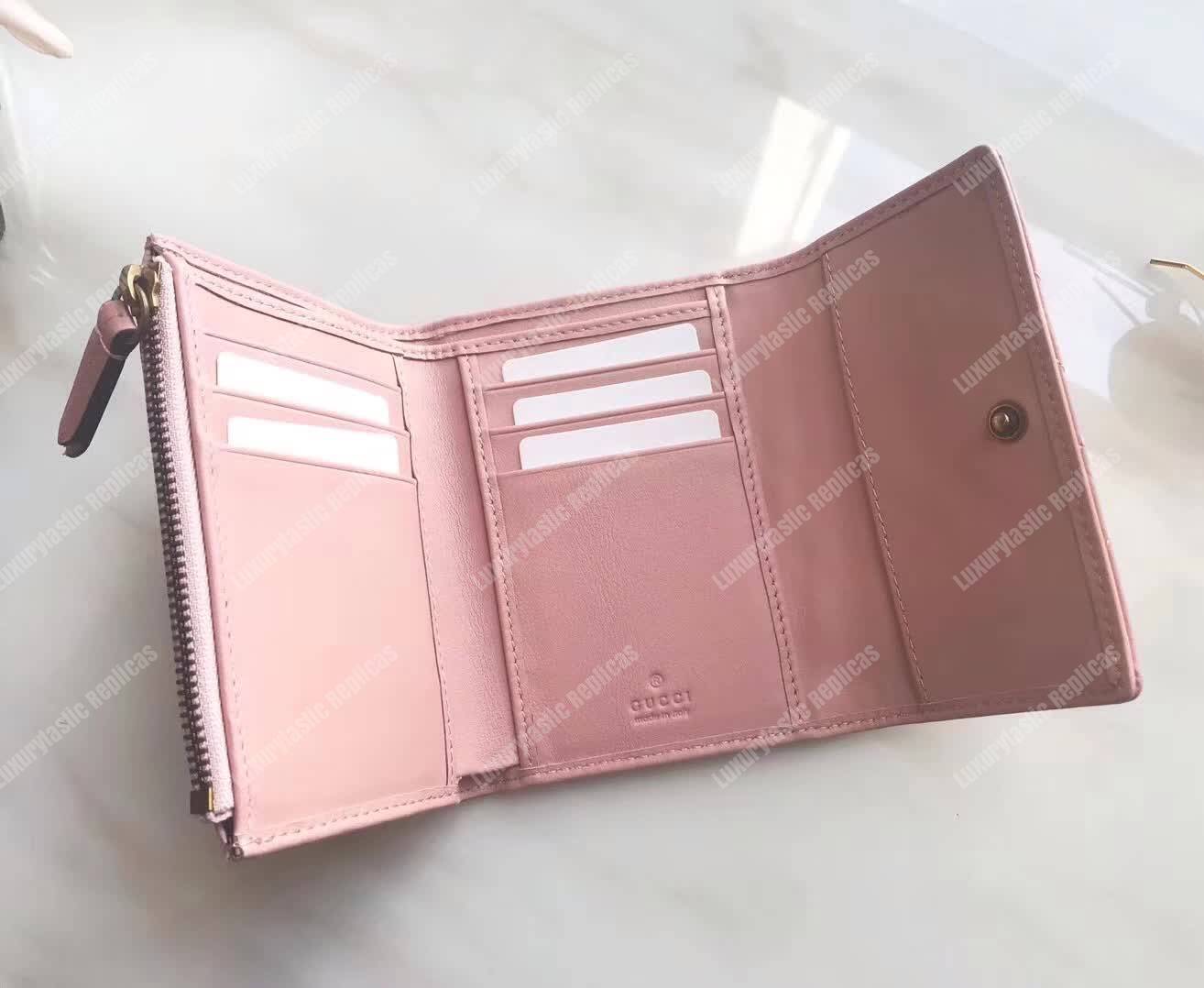 G*u*i gg marmont matelassé wallet baby pink