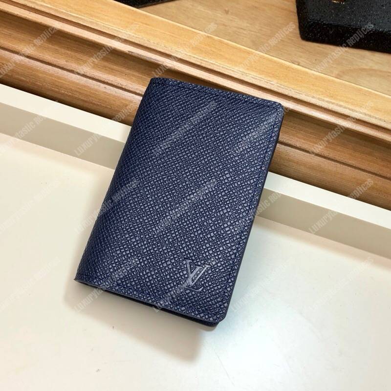 LV Taiga Leather Pocket Organizer Bleu Marine