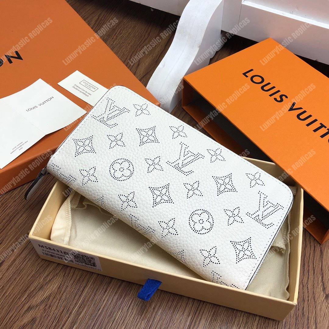 LV Zippy Wallet Mahina Leather Ivory