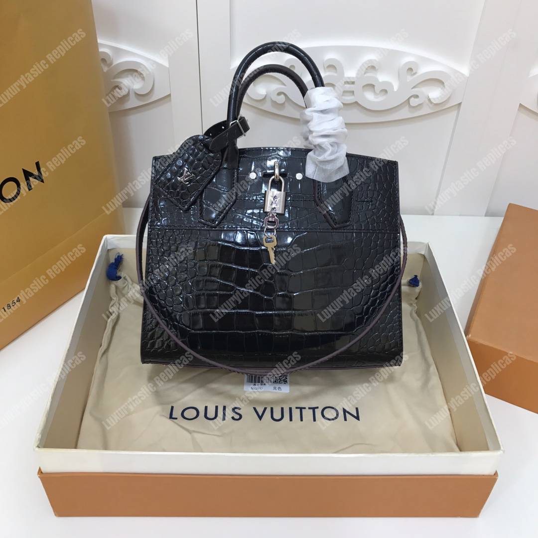 LV City Steamer PM Crocodilien Briliant Noir