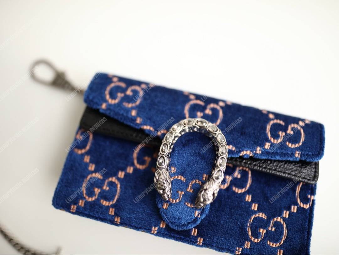G*u*i dionysus gg velvet super mini bag blue