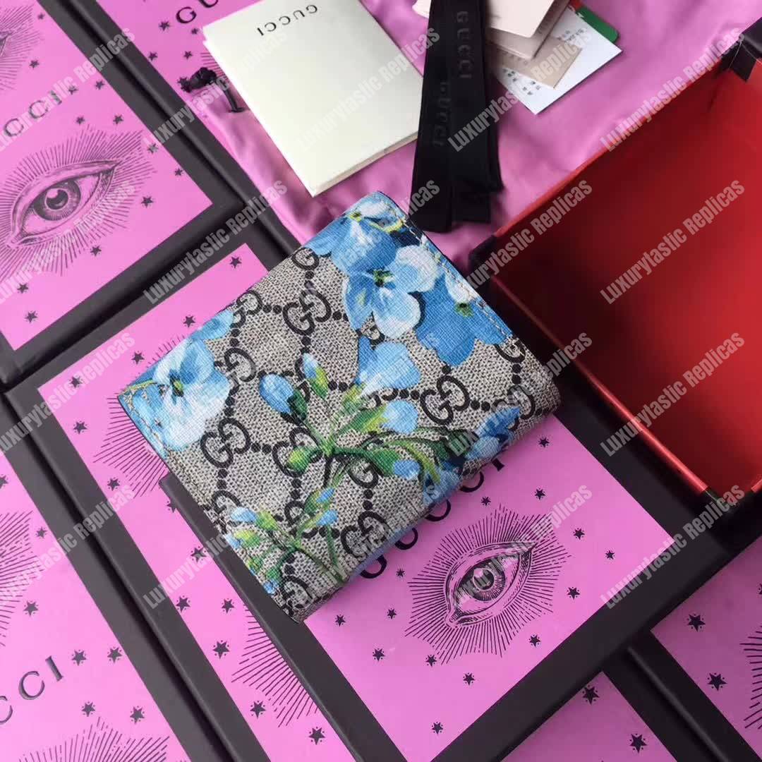 G*u*i gg blooms sup*e padlock wallet blue