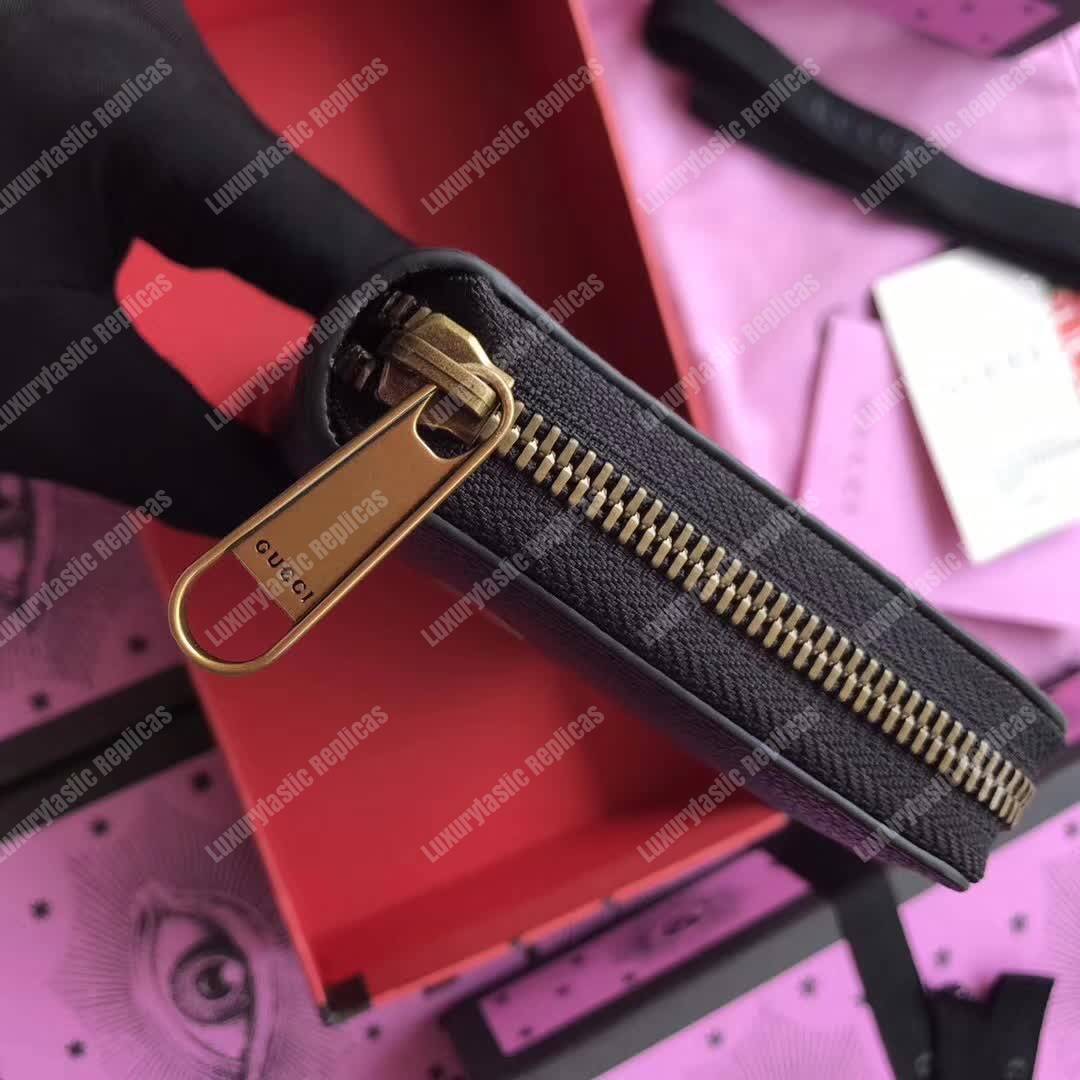 G*u*i print leather zip around wallet black