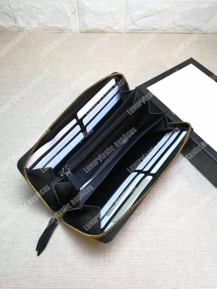 G*u*i kingsnake print leather zip around wallet black