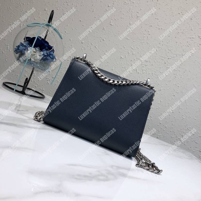 pra*a monoCh*0me saffiano leather bag dark blue