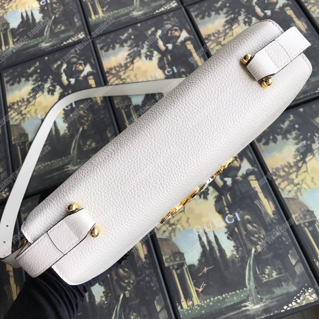 G*u*i zumi grainy leather small shoulder bag white