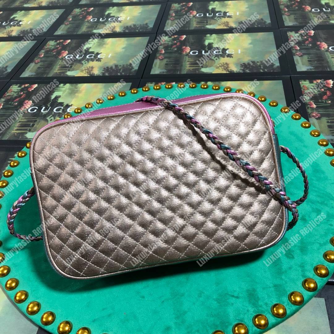 G*u*i laminated leather small shoulder bag blue/pink