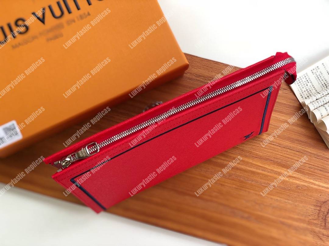 LV Pochette Voyage MM Taiga Leather Red
