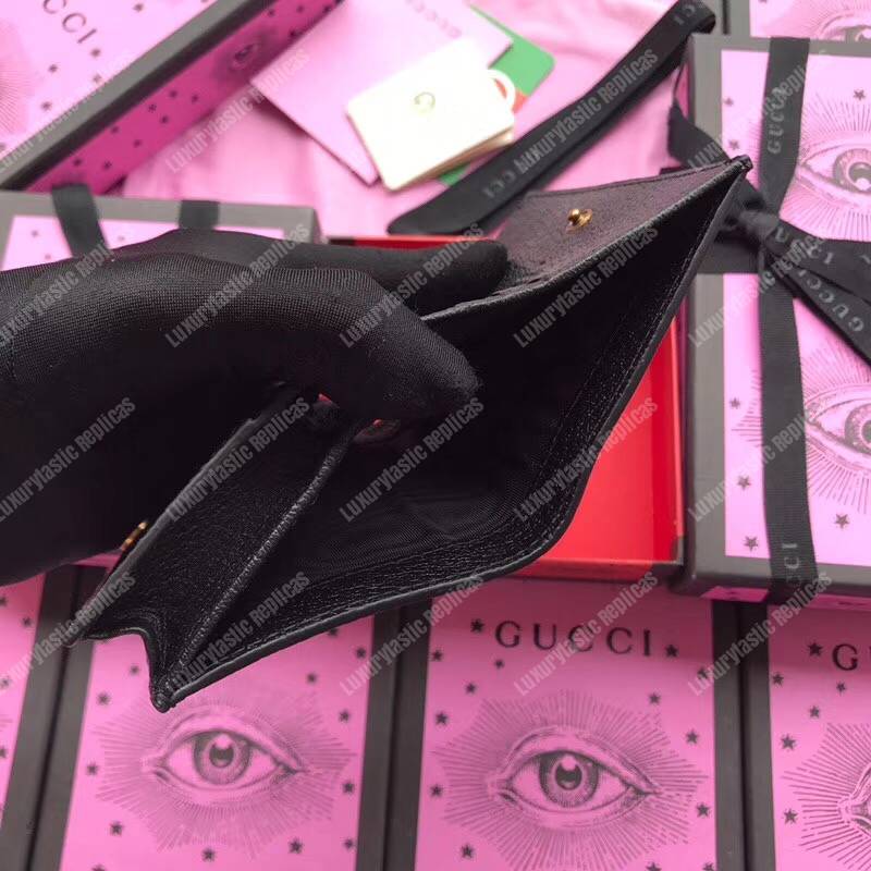 G*u*i embroidered leather card case black