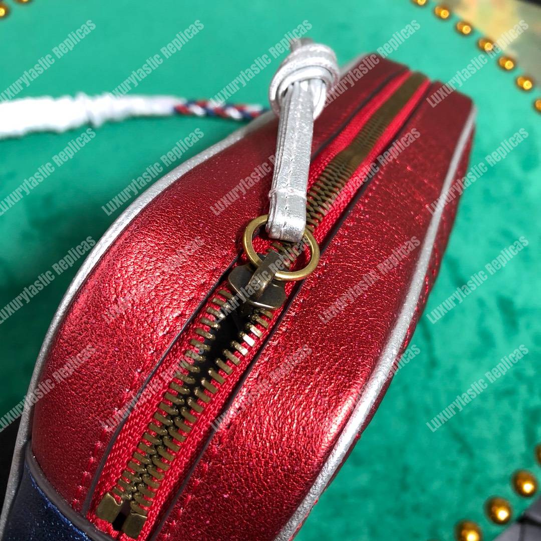 G*u*i laminated leather small shoulder bag blue/red