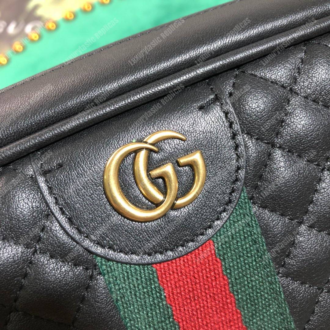 G*u*i quilted leather small shoulder bag black