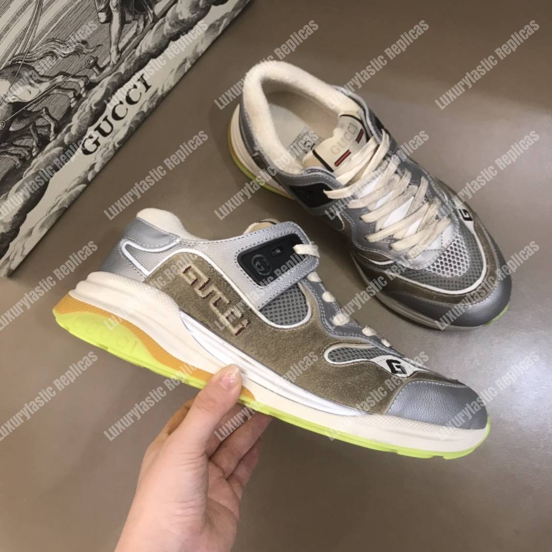 G*u*i ultrapace sneaker silver metallic leather