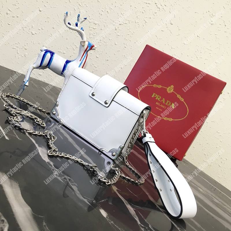 Pra*a cahier calf leather bag white