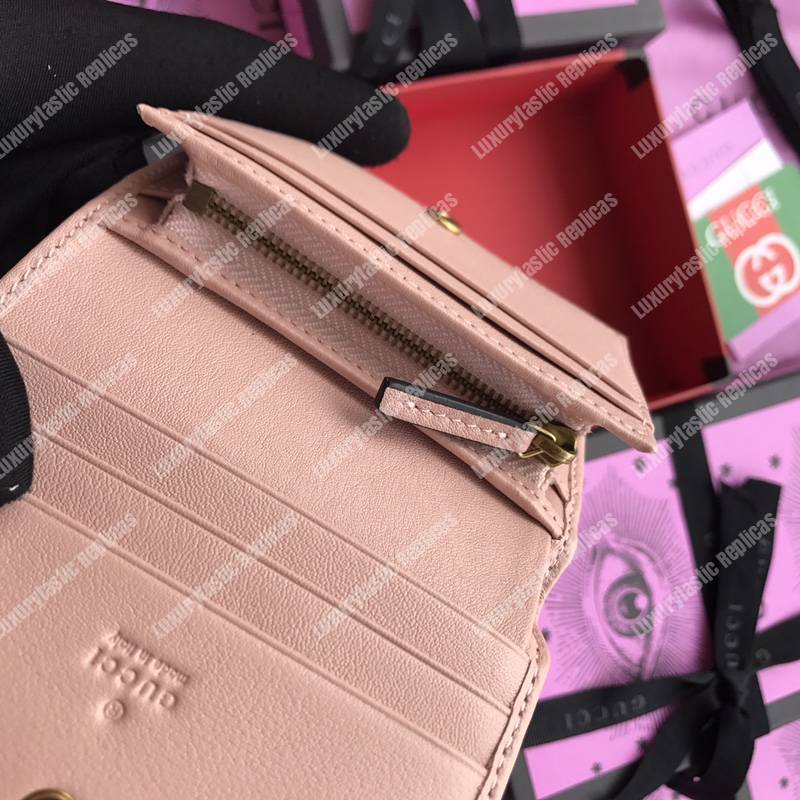 G*u*i gg marmont card case wallet with butterfly pink