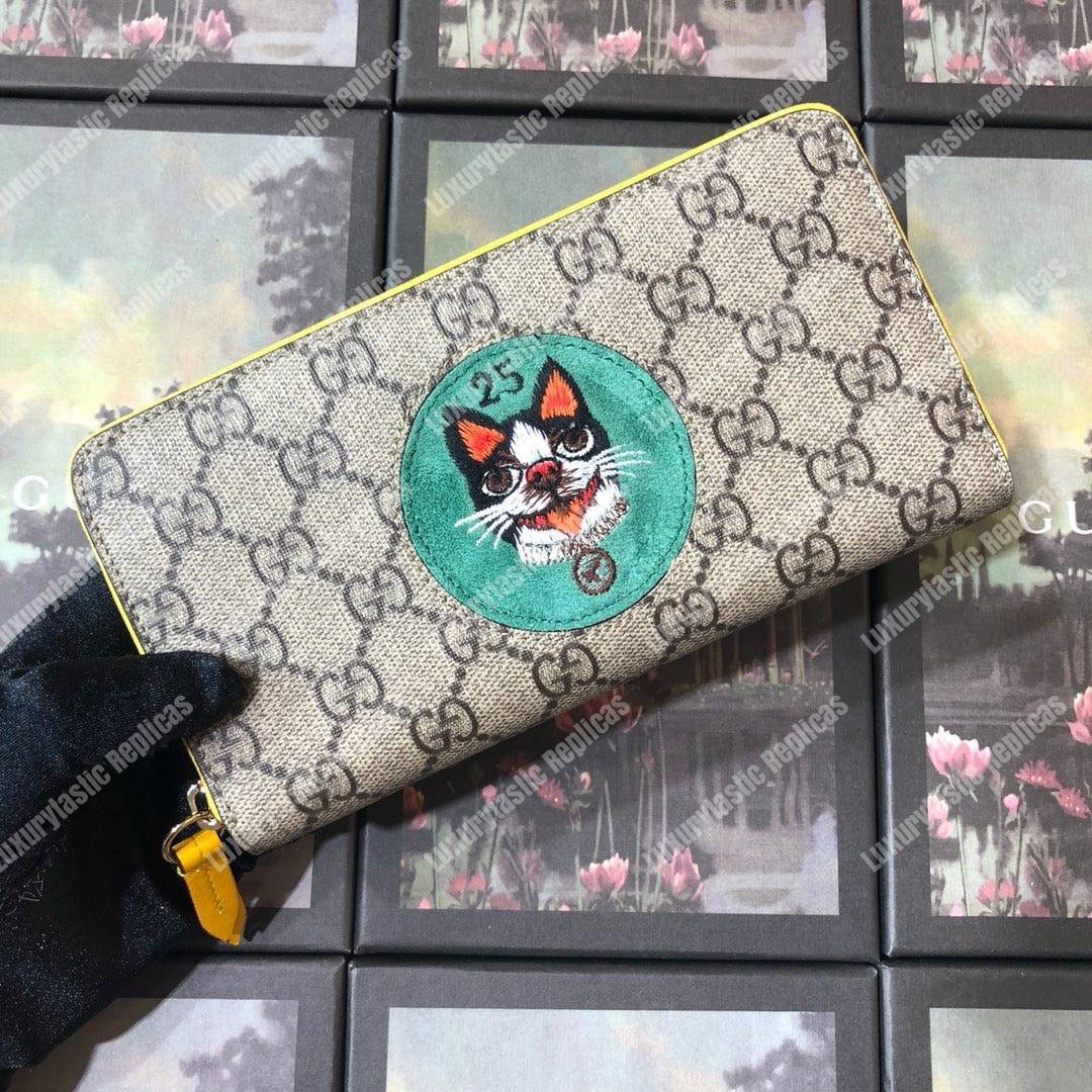 G*u*i gg sup*e zip around wallet with green bosco patch