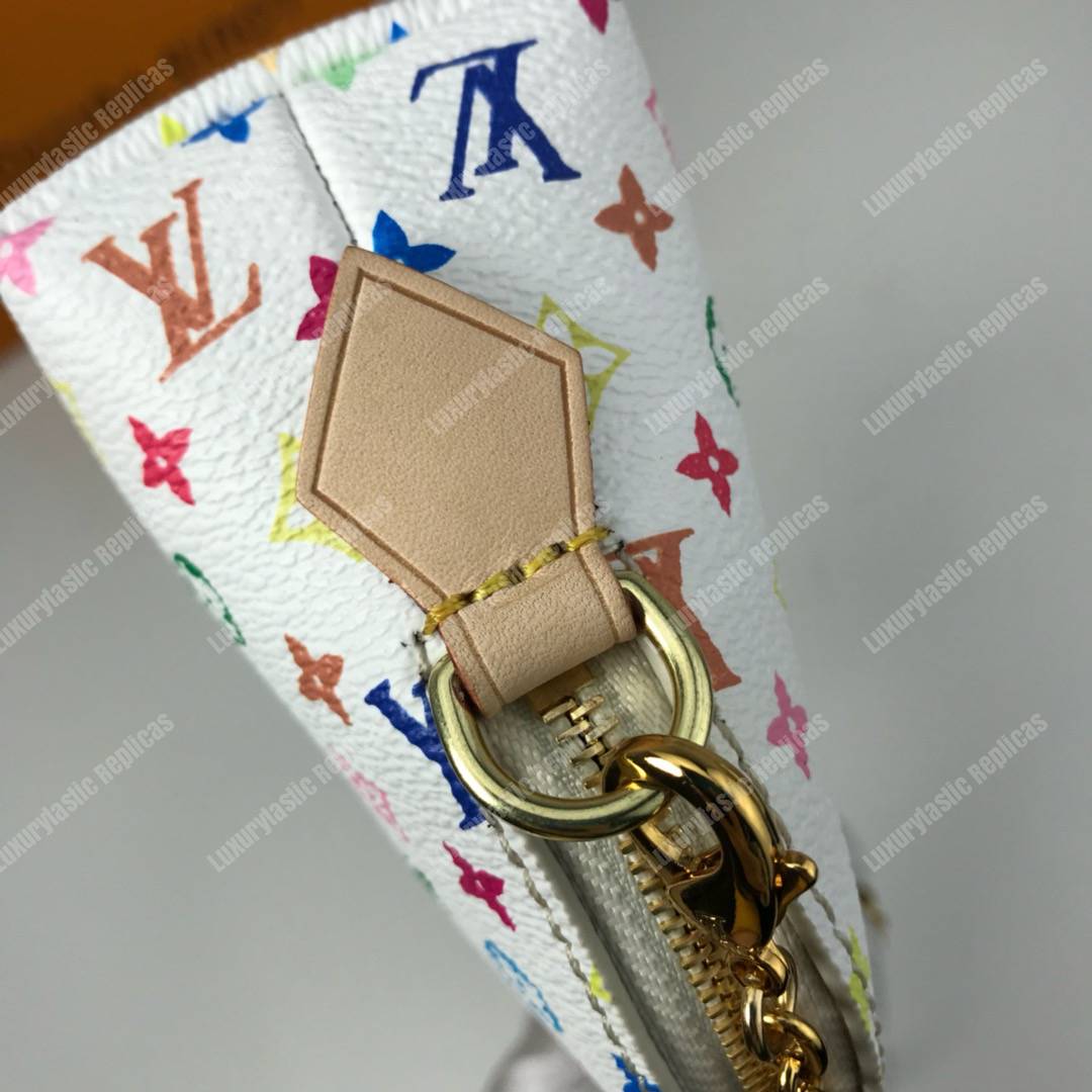 LV Multicolor Cosmetic Pouch GM White