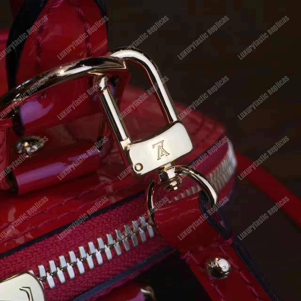 LV Alma BB Tote Bag Monogram Vernis Red