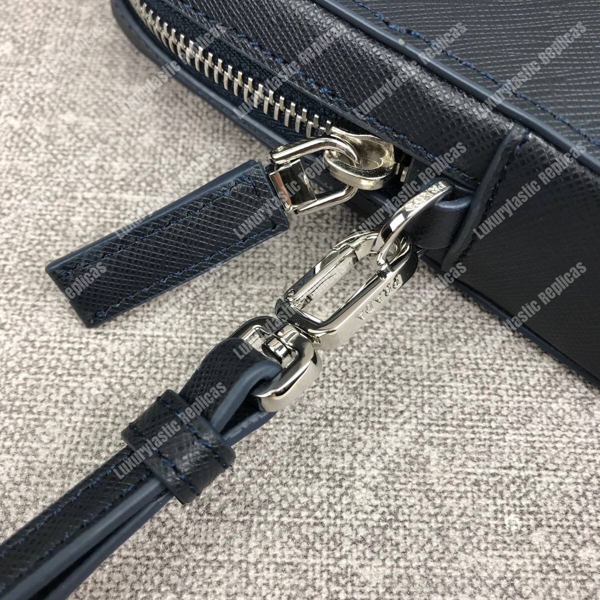 Pra*a saffiano leather men’s bag black