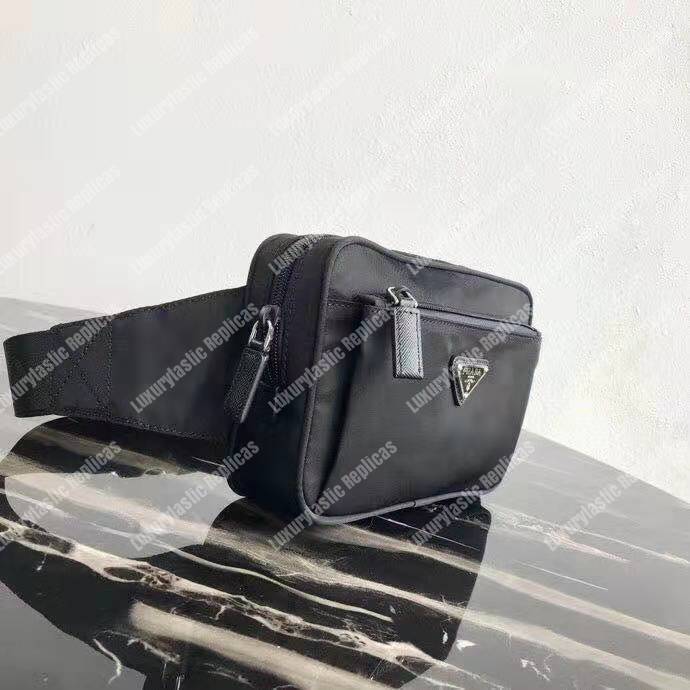 Pra*a nylon and leather belt bag black