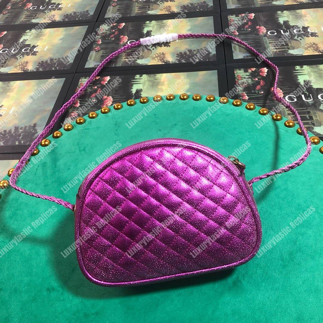 G*u*i laminated leather mini bag purple