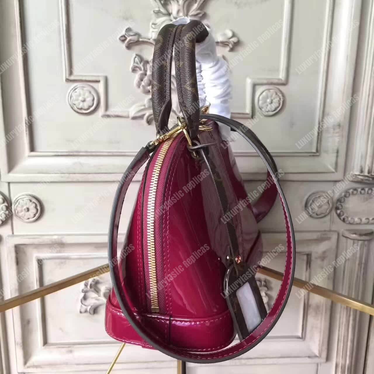 LV Alma BB Patent Leather Magenta