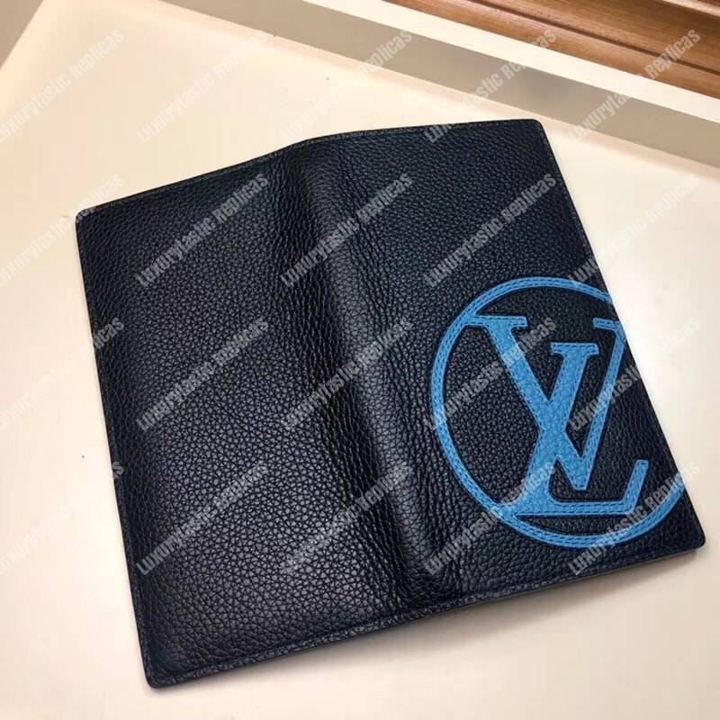 LV Brazza Wallet Taurillon Leather Blue Insignia