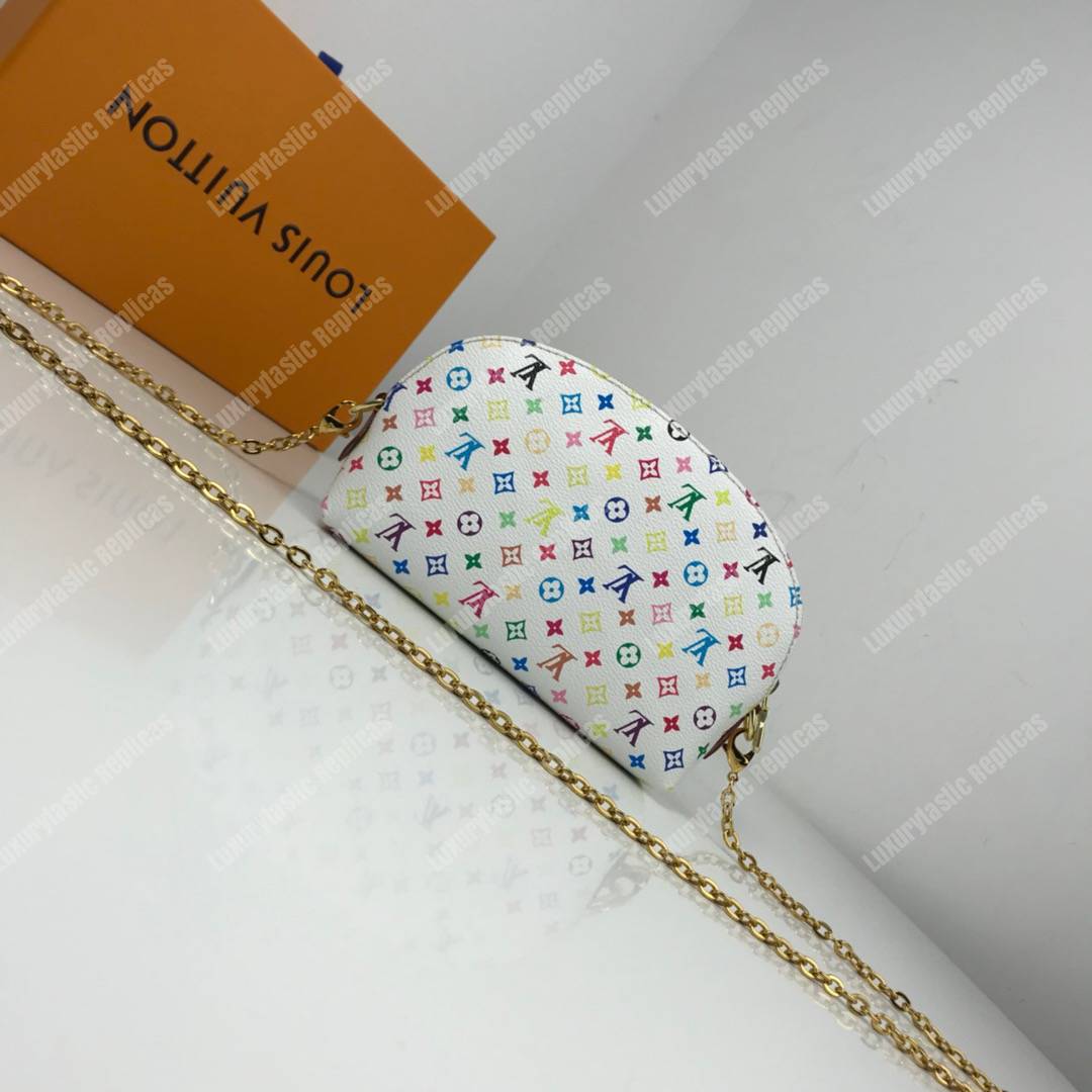 LV Multicolor Cosmetic Pouch GM White