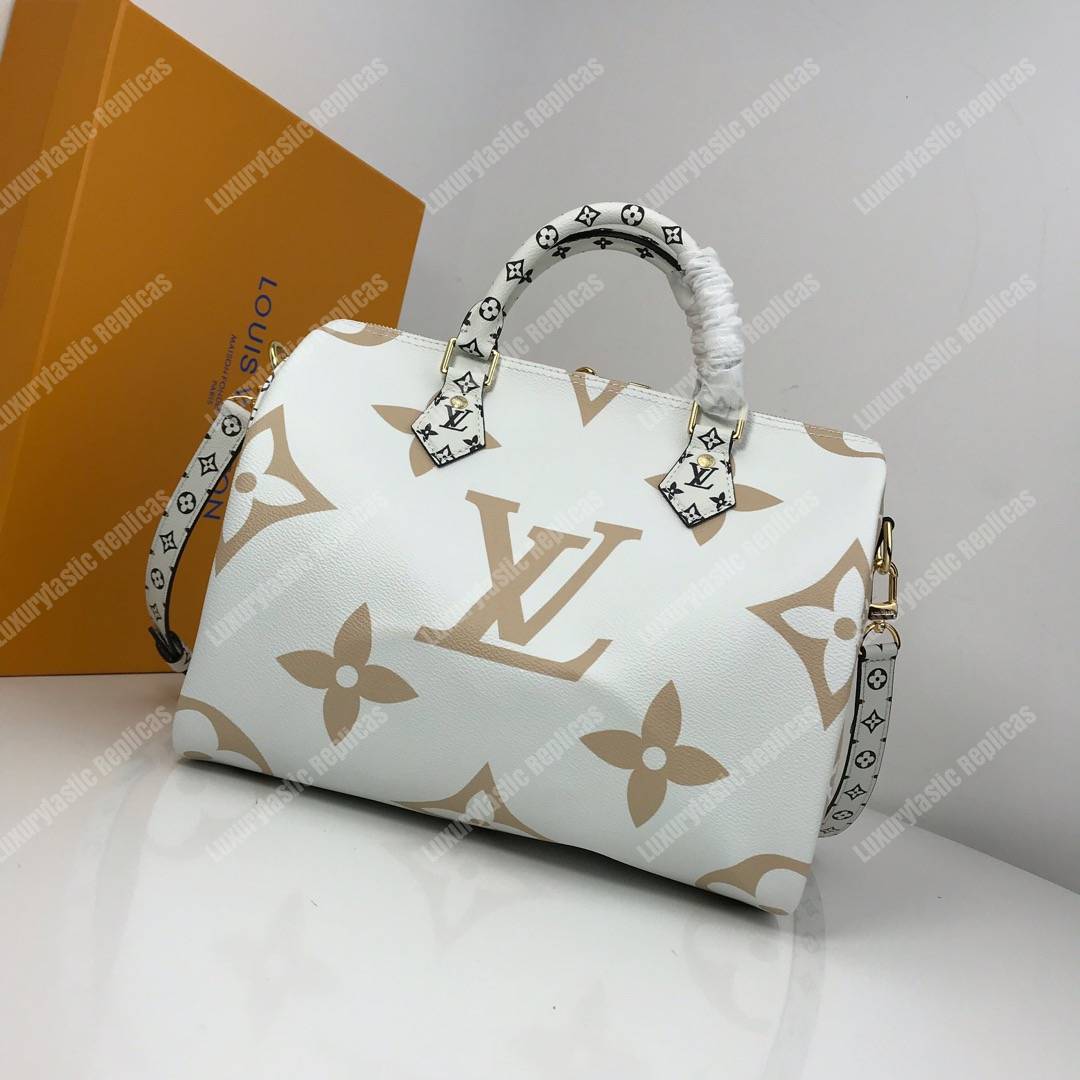 LV Speedy Bandouliere 30 Monogram Geant White