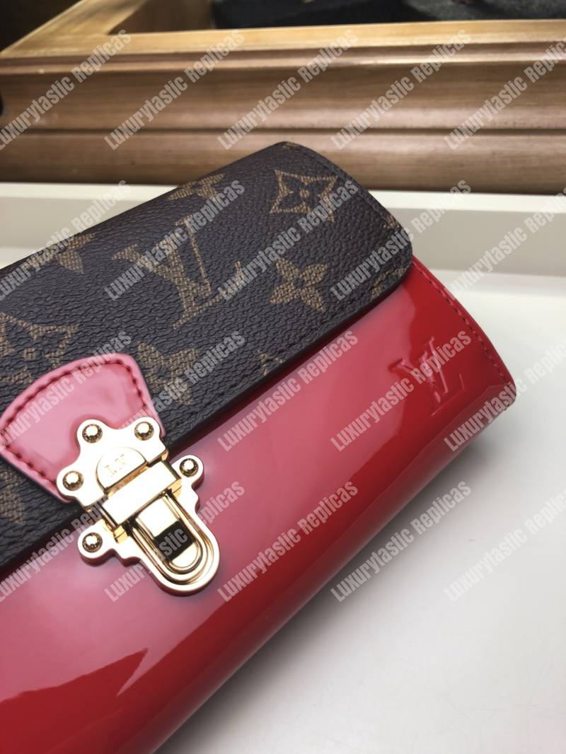 LV Cherrywood Wallet Patent Leather Red
