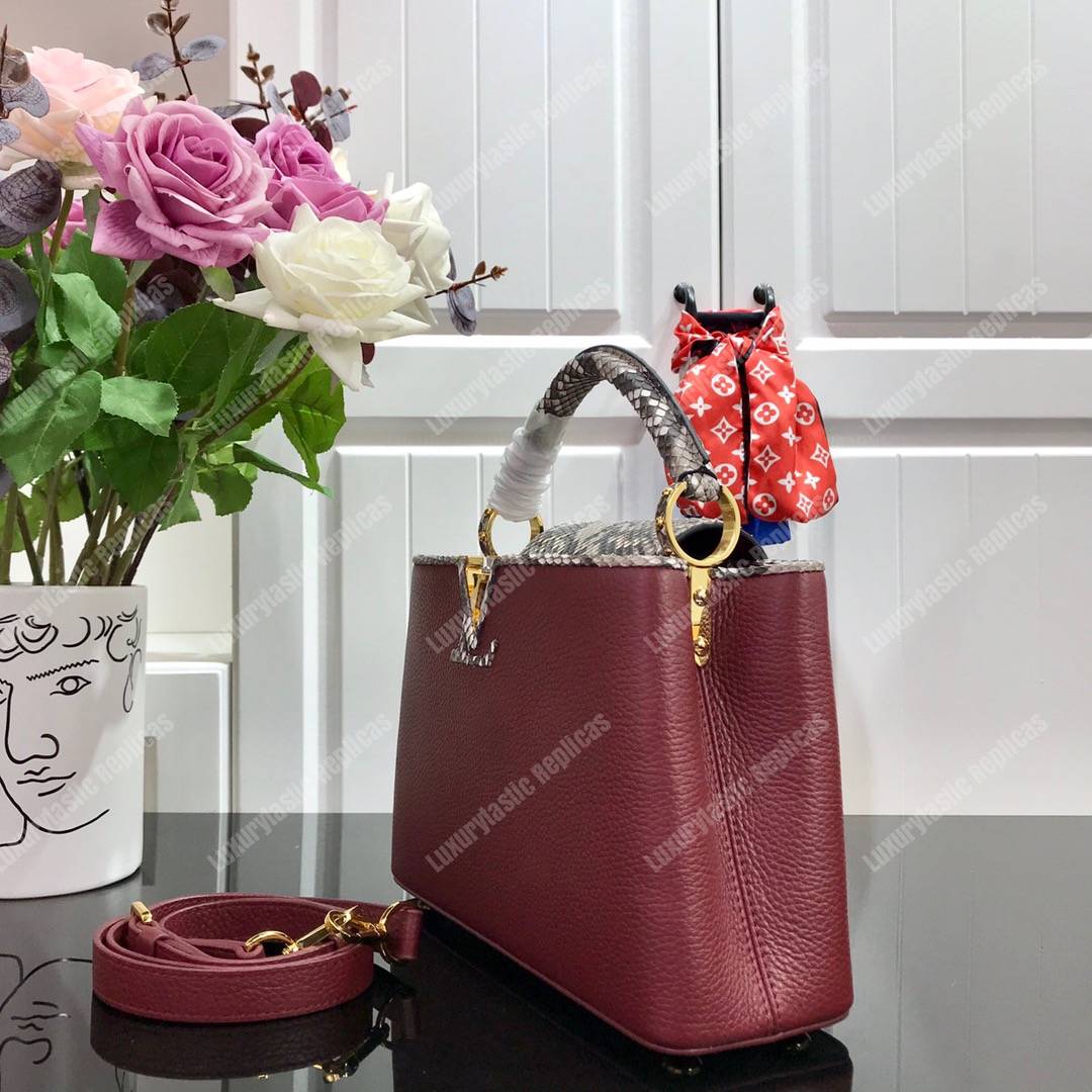 LV Capucines BB Taurillon Python Bordeaux
