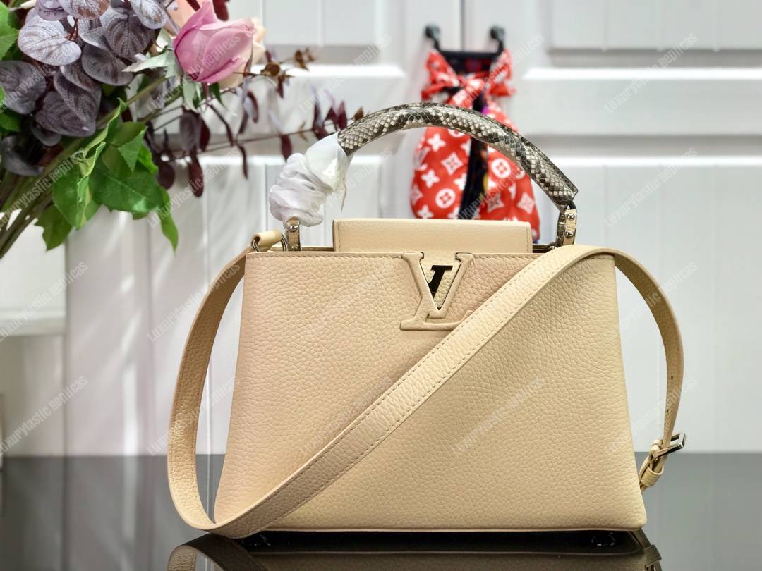 LV Capucines BB Taurillon Leather Python Galet Gray